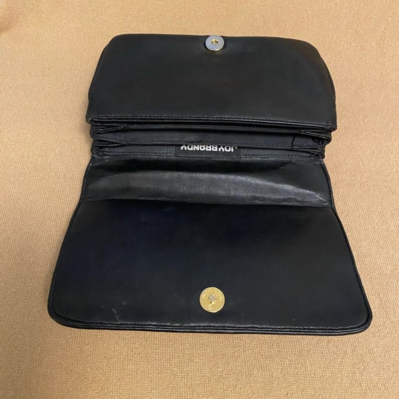 Joy Brandy Exotic Crocodile Patent Leather Satchel Clutch Goldtone Handles small - Picture 8 of 9